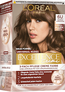 Haarfarbe Nude 6U Universal Dunkelblond L'ORÉAL PARiS EXCELLENCE Creme