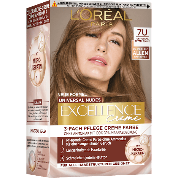 Haarfarbe Nude 7U Mittelblond  L'ORÉAL PARiS EXCELLENCE Creme