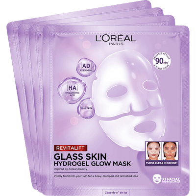 L'ORÉAL PARiS Face mask Glass Skin Hydrogel Glow Mask Multipack, 4 pcs
