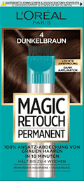 Ansatzset zur Abdeckung von grauem Haar, 4 Dunkelbraun L'ORÉAL PARiS MAGIC RETOUCH