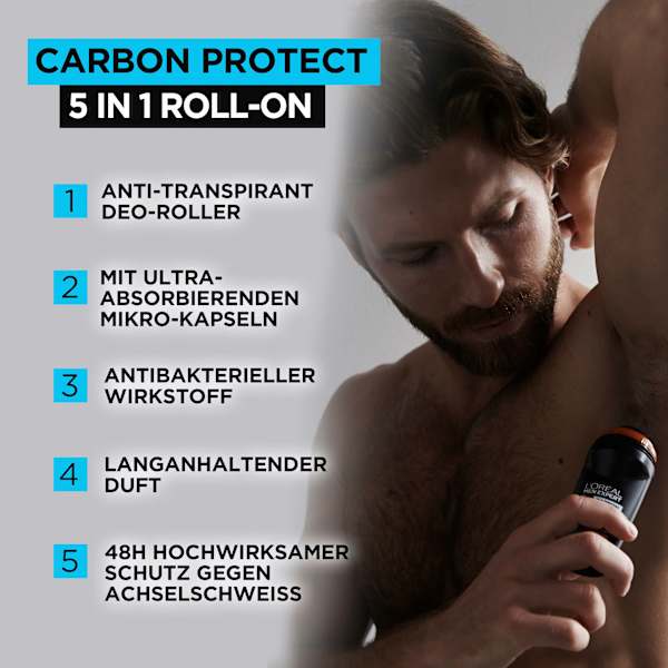 Antitranspirant Deo Roll-on Carbon Protect L'ORÉAL PARiS MEN EXPERT