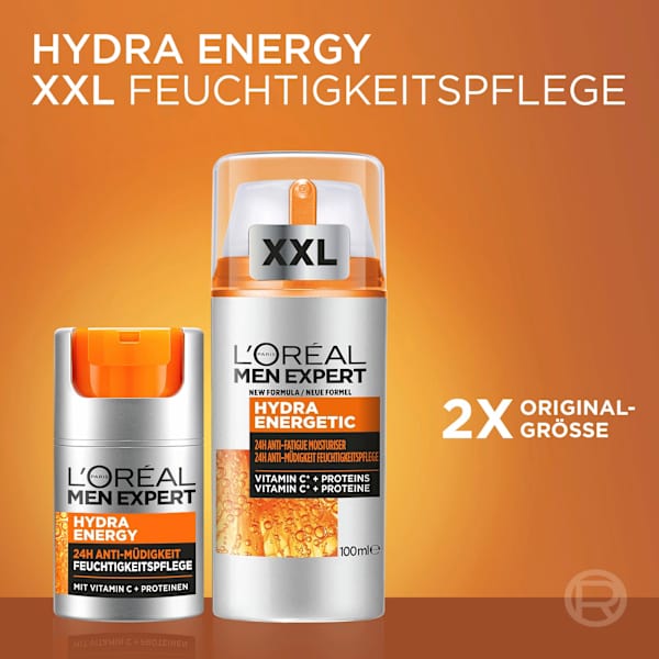 Gesichtscreme Hydra Energy, Feuchtigkeitspflege mit Vitamin C, 24h Anti-Müdigkeit L'ORÉAL PARiS MEN EXPERT