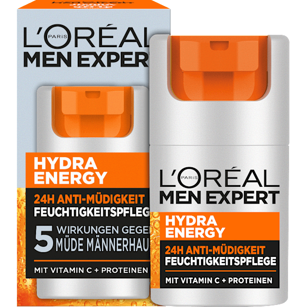 Gesichtscreme Hydra Energy, Feuchtigkeitspflege mit Vitamin C, 24h Anti-Müdigkeit L'ORÉAL PARiS MEN EXPERT