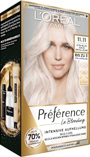 Haarfarbe 11.11 Ultra Helles Kühles Kristall-Blond L'ORÉAL PARiS PRÉFÉRENCE