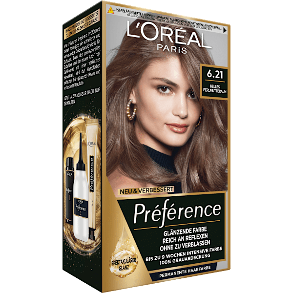 Haarfarbe 6.21 Helles Perlmuttbraun L'ORÉAL PARiS PRÉFÉRENCE