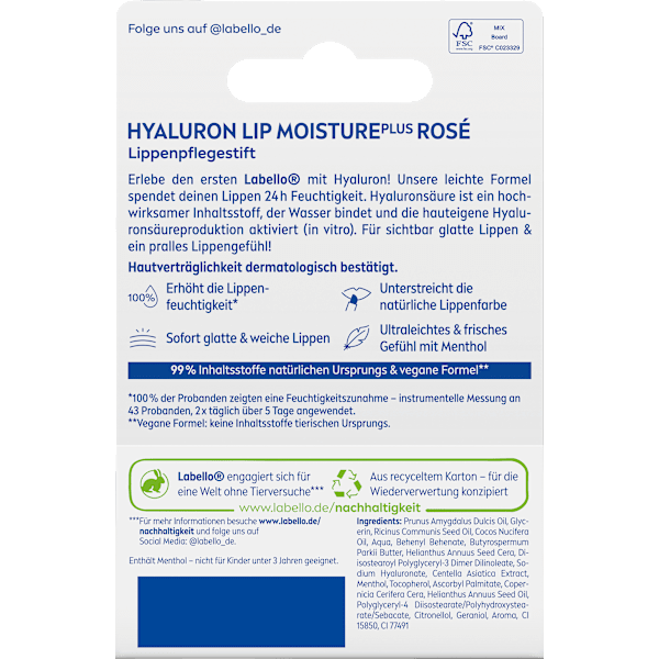 Lippenpflege Hyaluron Moisture Rosé Labello