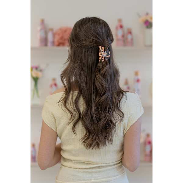 Haarklammer mit Blumen, transparent LANGHAARMÄDCHEN