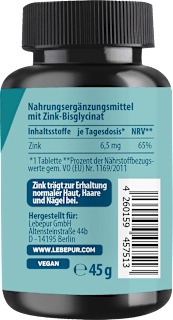 Zink Tabletten 180 St Lebepur