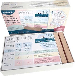 Erste-Hilfe-Karten mit Holzständer littleplan