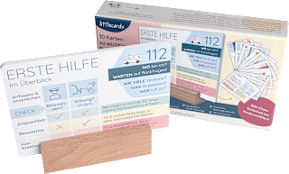 Erste-Hilfe-Karten mit Holzständer littleplan