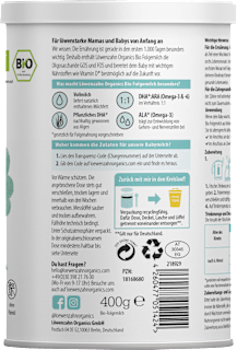 Folgemilch auf Vollmilchbasis, nach dem 6. Monat Löwenzahn Organics