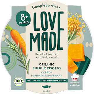 Menü Bulgur Risotto mit Karotten, Kürbis, Rosmarin, ab 8 Monaten LoveMade Organics