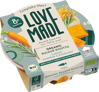 Menü Bulgur Risotto mit Karotten, Kürbis, Rosmarin, ab 8 Monaten LoveMade Organics
