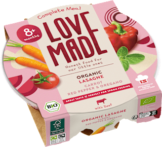 Menü Lasagne mit Karotten, Paprika, Oregano,  ab 8 Monaten LoveMade Organics