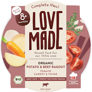 Menü mit Kartoffeln, Karotten, Rindfleisch, Thymian, ab 8 Monaten LoveMade Organics