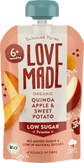 Quetschie Apfel, Süßkartoffel und Quinoa, ab 6 Monaten LoveMade Organics