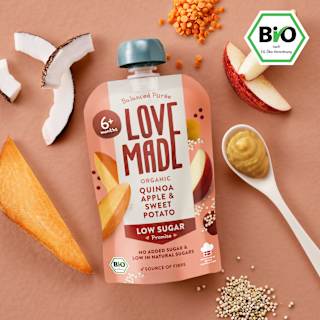 Quetschie Apfel, Süßkartoffel und Quinoa, ab 6 Monaten LoveMade Organics