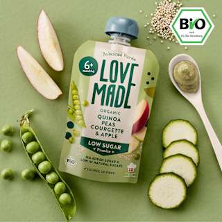 Quetschie Erbsen, Zucchini, Apfel und Quinoa, ab 6 Monaten LoveMade Organics