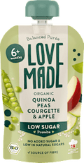 Quetschie Erbsen, Zucchini, Apfel und Quinoa, ab 6 Monaten LoveMade Organics
