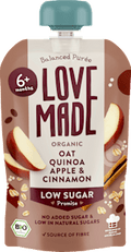 Quetschie Haferbrei, Apfel, Pastinake, Quinoa und Zimt, ab 6 Monaten LoveMade Organics