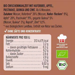 Quetschie Haferbrei, Apfel, Pastinake, Quinoa und Zimt, ab 6 Monaten LoveMade Organics