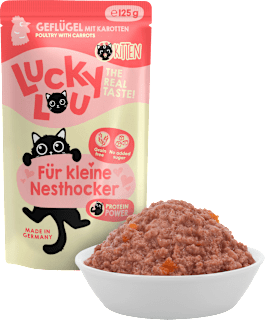 Nassfutter Katze Kitten mit Geflügel "für kleine Nesthocker", Junior Lucky Lou