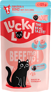 Nassfutter Katze mit Geflügel & Rind "beef me up" Lucky Lou