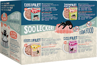 Nassfutter Katze Thunfisch & Huhn Jelly Mix Box, Multipack (12x70 g) Lucky Lou