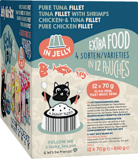 Nassfutter Katze Thunfisch & Huhn Jelly Mix Box, Multipack (12x70 g) Lucky Lou