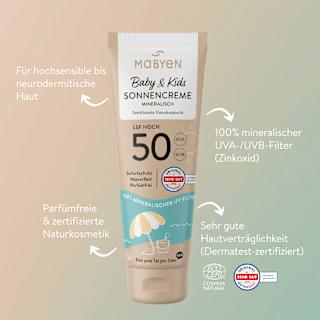 Sonnencreme Baby & Kids sensitiv LSF 50 Mabyen