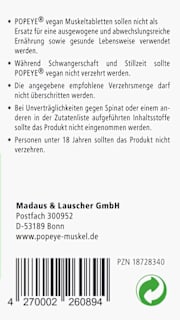 Popeye vegane Muskeltabletten 60 St Madaus & Lauscher