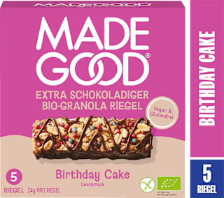 Müsliriegel, Chocolate Drizzled, Granola Bars, Birthday Cake Flavour (5 Stück) Made Good