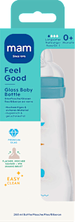 Babyflasche aus Glas Feel Good türkis, von Geburt an, 260 ml    mam