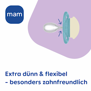Schnuller Perfect Night Silikon, hellblau/dunkelblau, 6-16 Monate mam
