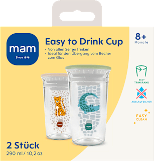 Trinkbecher Easy to Drink grün/beige, ab 8. Monat, 290 ml mam