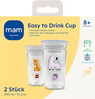 Trinkbecher Easy to Drink lila/beige, ab 8. Monat, 290 ml mam