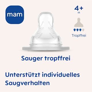 Trinksauger Silikon tropffrei, ab 4 Monaten mam