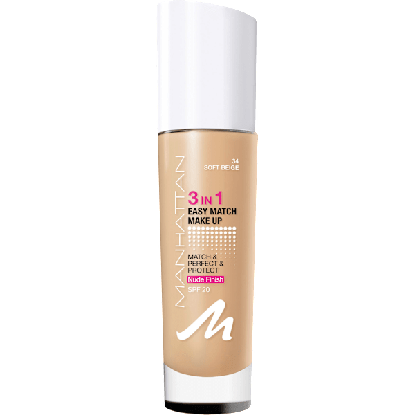 Foundation 3in1 Easy Match Soft Beige 34, LSF 20 MANHATTAN Cosmetics