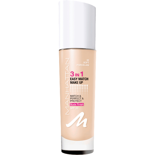 Foundation 3in1 Easy Match Soft Porcelain 30, LSF 20 MANHATTAN Cosmetics