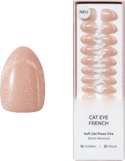 Künstliche Nägel Soft Gel Press Ons Cat Eye French Short Almond  Maniko