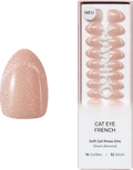Künstliche Nägel Soft Gel Press Ons Cat Eye French Short Almond  Maniko
