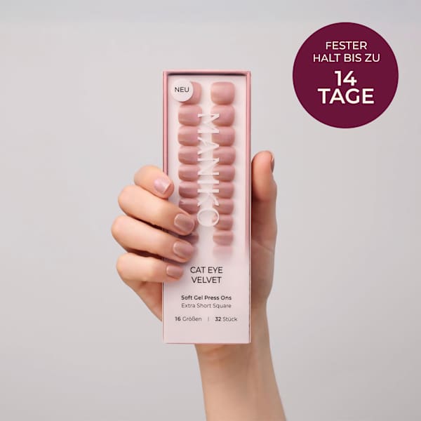Künstliche Nägel Soft Gel Press Ons Cat Eye Velvet Extra Short Square Maniko