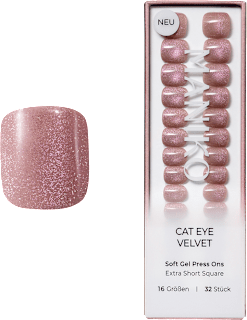 Künstliche Nägel Soft Gel Press Ons Cat Eye Velvet Extra Short Square Maniko