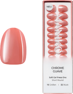 Künstliche Nägel Soft Gel Press Ons Chrome Guave Short Round Maniko