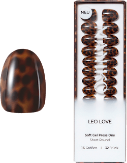 Künstliche Nägel Soft Gel Press Ons Leo Love Short Round Maniko