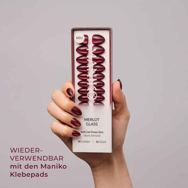Künstliche Nägel Soft Gel Press Ons Merlot Glass Short Almond Maniko