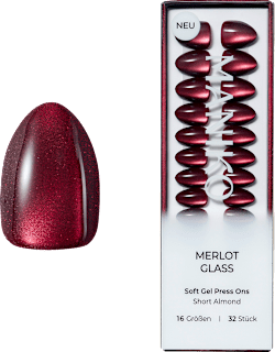Künstliche Nägel Soft Gel Press Ons Merlot Glass Short Almond Maniko