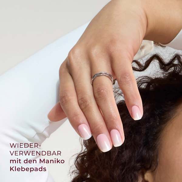Künstliche Nägel Soft Gel Press Ons Rose Babyboomer Short Square Maniko