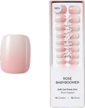 Künstliche Nägel Soft Gel Press Ons Rose Babyboomer Short Square Maniko