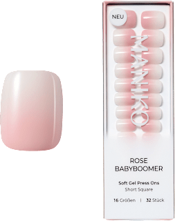 Künstliche Nägel Soft Gel Press Ons Rose Babyboomer Short Square Maniko